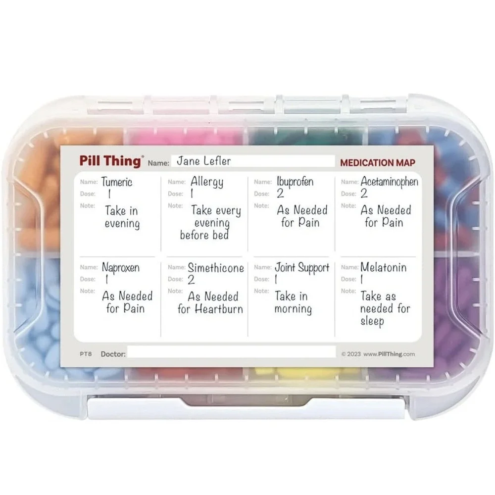 8 Compartment Large Pill Case with Airtight Seal, Adjustable Dividers *LOT OF 2* - Picture 6 of 8